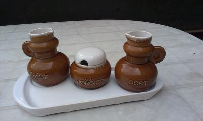 Keramická sada kečup, hořčice, ocet