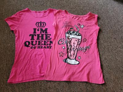 2x růžové triko M