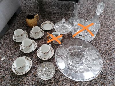 Sklo Bohemia Crystal + porcelán