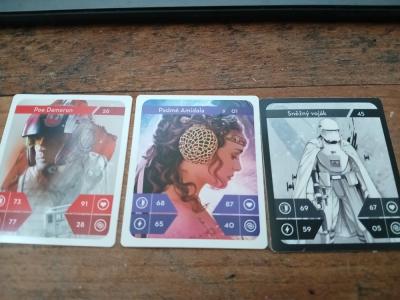 Tři kartičky Star Wars