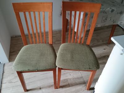 Skřínka, židle, stůl, regál a lednice