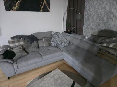 ROHOVÁ SEDAČKA, textil, šedá, světle šedá