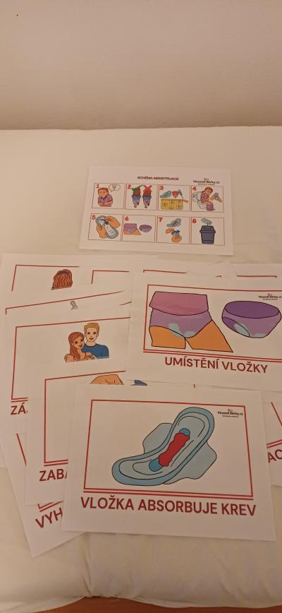 schéma v kartičkách, menstruace.
