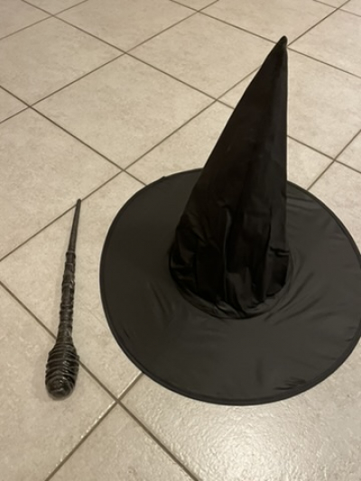 Čarodějnický kostým - klobouk, hůlka