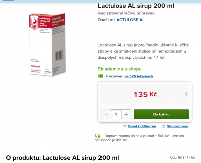 Lactulose AL - 1x pouzity, exp 01/2026