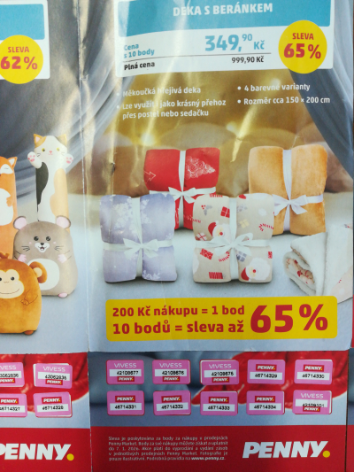 Penny body na deky a plyšáky