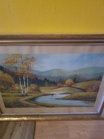 Obraz 64x48 rám pozlacený, akvarel Fajt - Krsjona