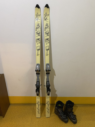 Starší lyže Sporten 180 s rozbitým vázáním + lyžáky vel. 39