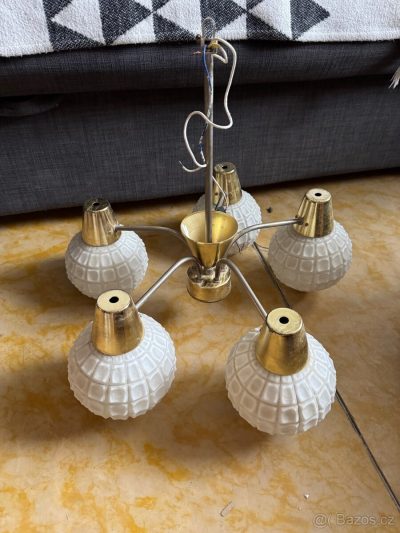 Daruji za odvoz Retro stropní lustr 60.–80. léta – 5 ramen,