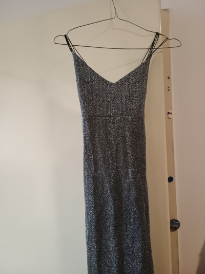 Stříbrné plesové saty