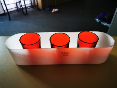 Skleněný ovál + 3 nádobky na svíčku