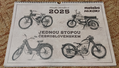 Loňský kalendář A3 s krásnými ilustracemi českých motorek