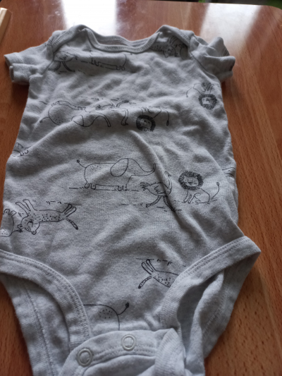 Dětské body šedé se slony vel.6M