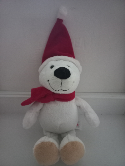 Plyšák medvídek bílý s čepici