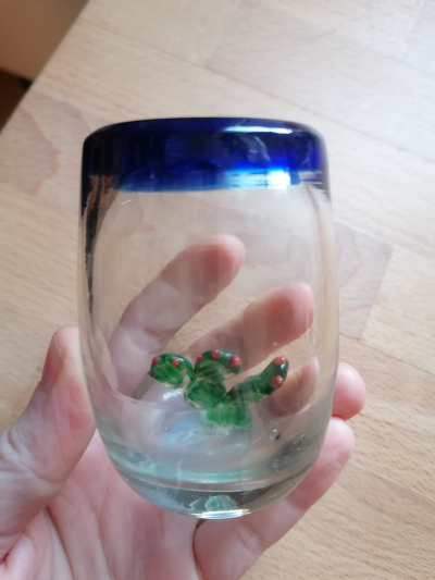 Sklenka na panáka s kaktusem