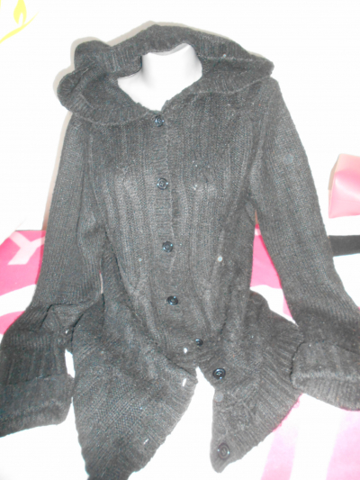 Kardigan černý s kapucí