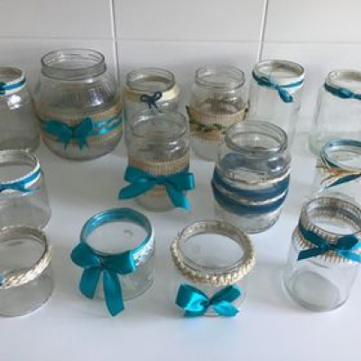 Ručně dekorované skleničky na čajové svíčky, svícny