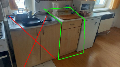 vrchní kuchyňská skříňka a skříňka se šuplíkem