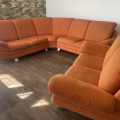 Oranžová sedací souprava rohová+dvousedák