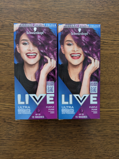 Dvě barvy na vlasy Schwarzkopf live 094 purple punk