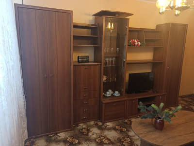 Obývací stěna 3,5 m dlouhá, tmavší hnědá, stáří 6 let