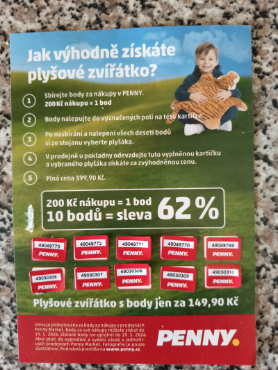 dvě vylepené karty do Penny