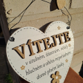 Vítací cedulka ve tvaru srdce