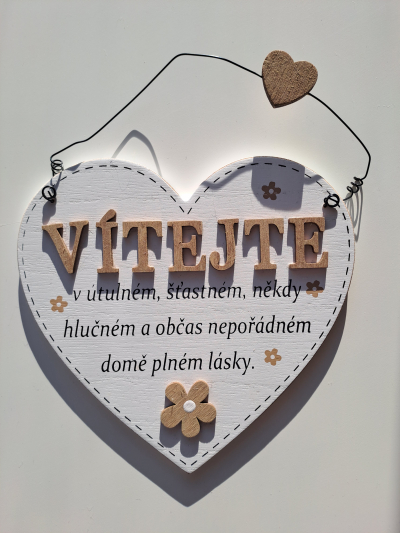 Vítací cedulka ve tvaru srdce