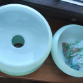 Retro stropní lustr z opálového skla – vhodný k renovaci