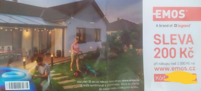 Slevový kód 200 kč do eshopu EMOS při nákupu nad 1000 kč
