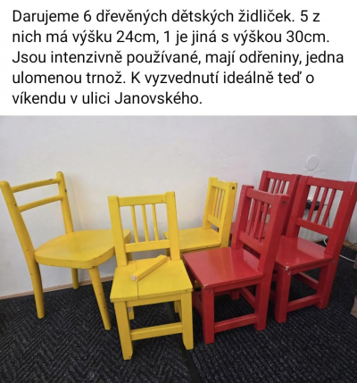 6 dětských zidlicek
