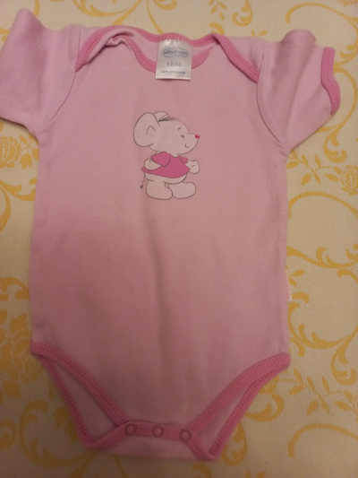 Růžové body s myší 62/68