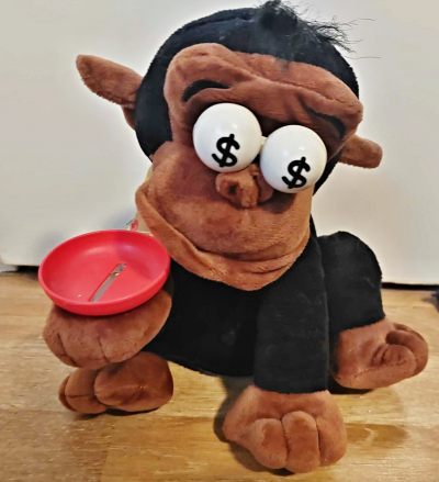 plyšová pokladnička Opička (na opravu / dekorace)