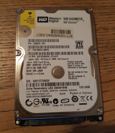 2,5" WD sata disk 120GB
