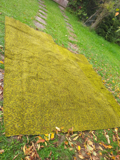 Starší větší koberec 2,5m x 2,5m/ 2,9m pod bazén, do garáže