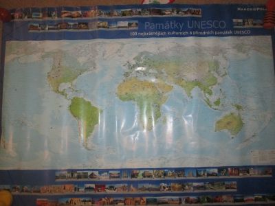 Nástěnná mapa světa  - památky UNESCO