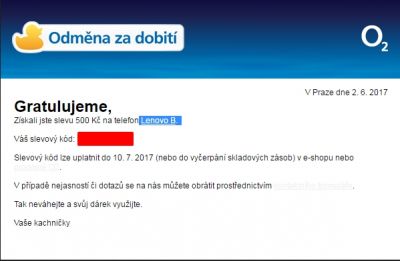 Slevový kupon 500 Kč na telefon Lenovo B