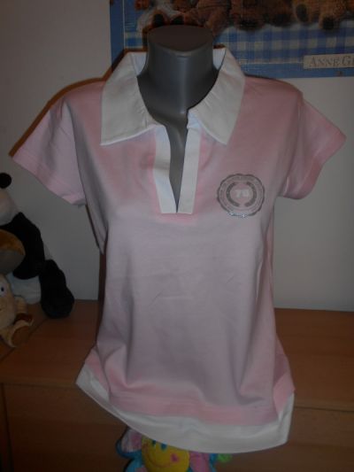 Tričko s límečkem růžové
