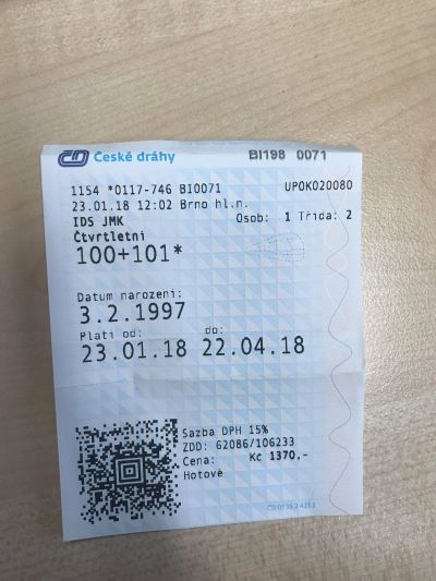 Šalinkarta na MHD Brno platná do 22.4.2018